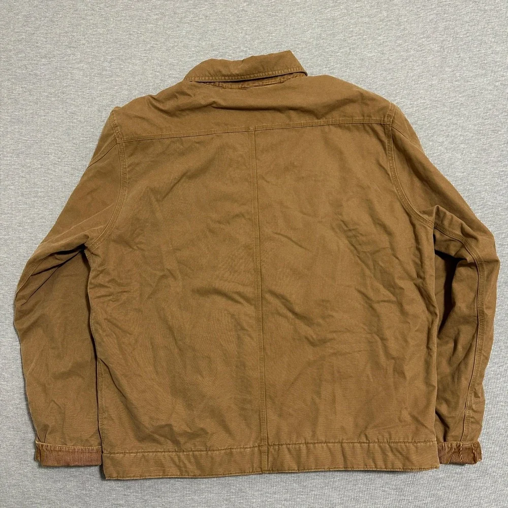 Abercrombie &‎ Fitch Mens XL Brown Canvas Fleece Lined Workwear Chore Jacket